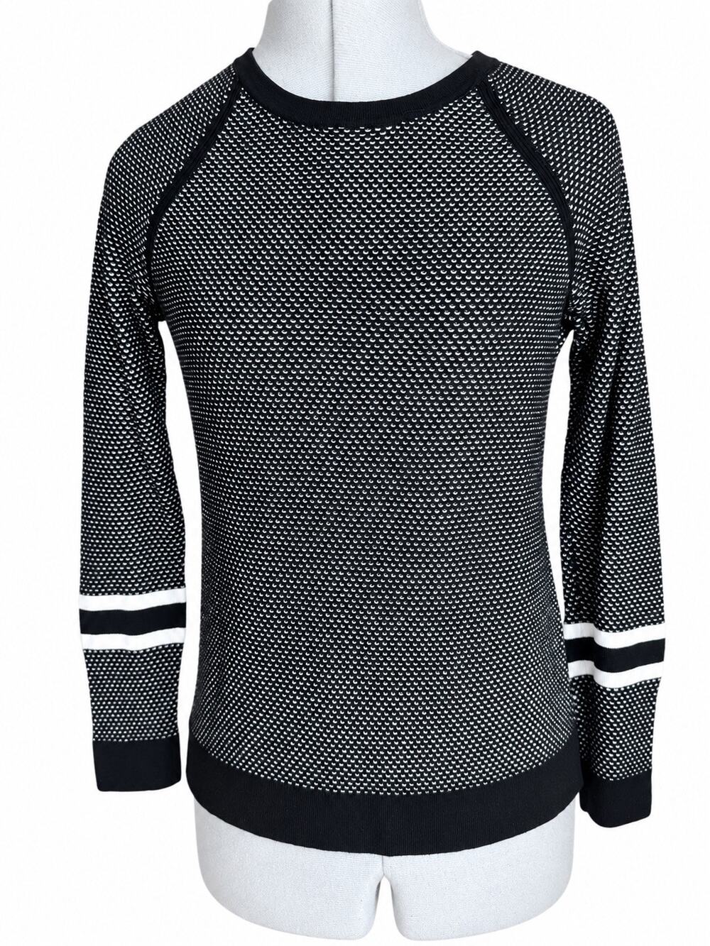 Rag & Bone Black & White Textured Knit Crewneck Sweater